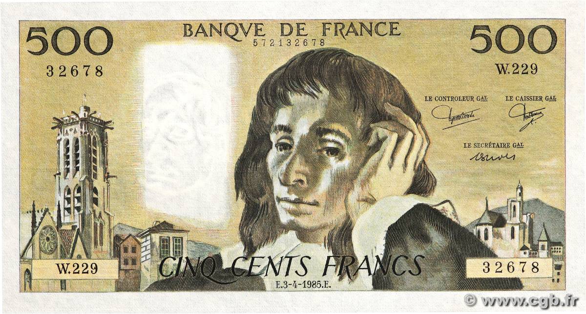 500 Francs PASCAL FRANCE  1985 F.71.33 XF