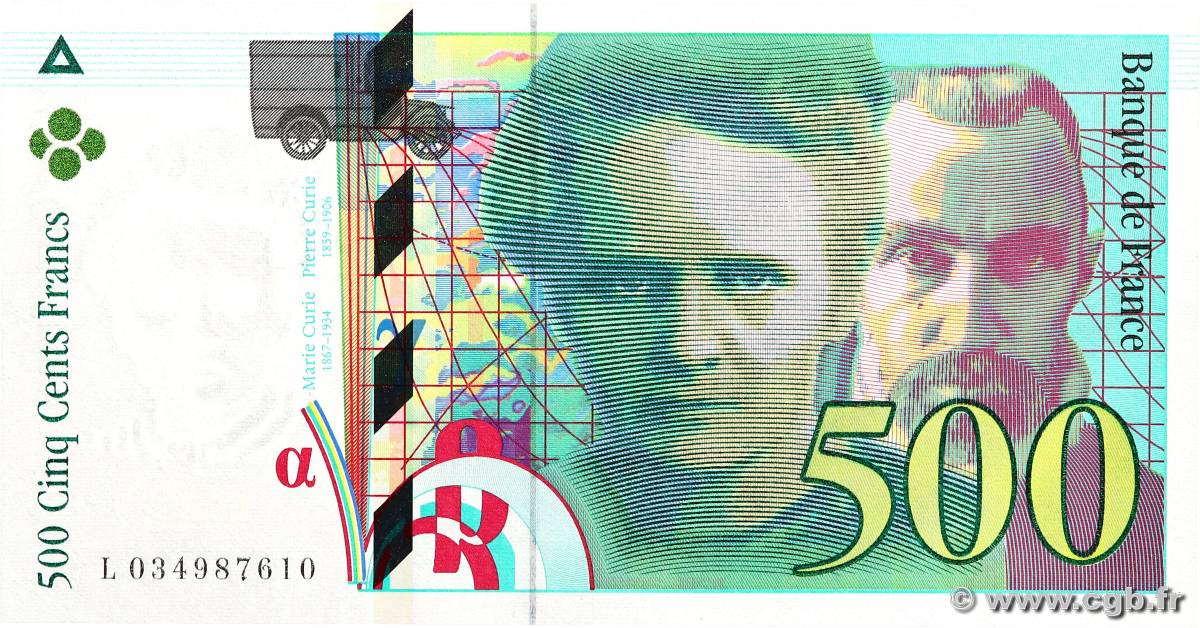 500 Francs PIERRE ET MARIE CURIE FRANCE  1995 F.76.02 NEUF