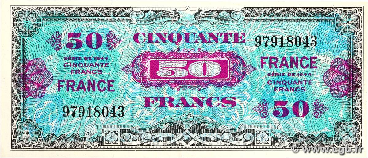 50 Francs FRANCE FRANCE  1945 VF.24.01 AU-