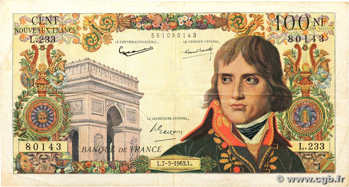 100 Nouveaux Francs BONAPARTE FRANCE  1963 F.59.20 F