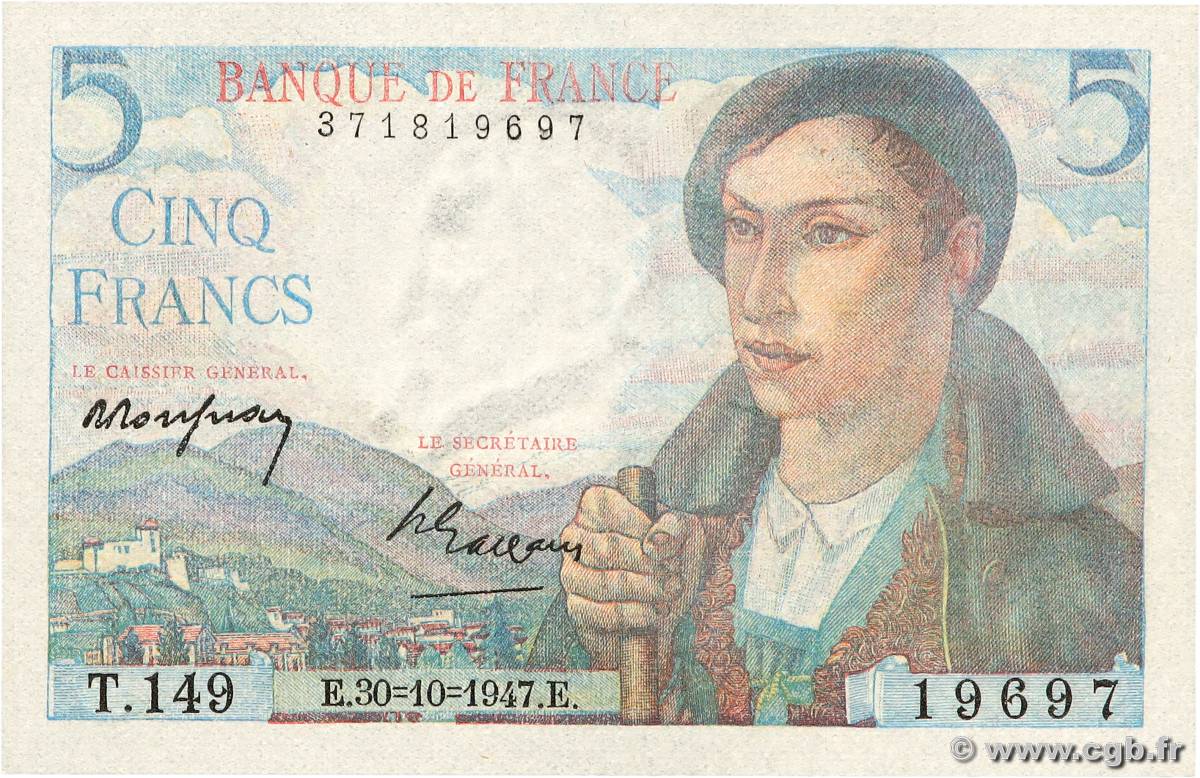 5 Francs BERGER FRANCE  1947 F.05.07 NEUF