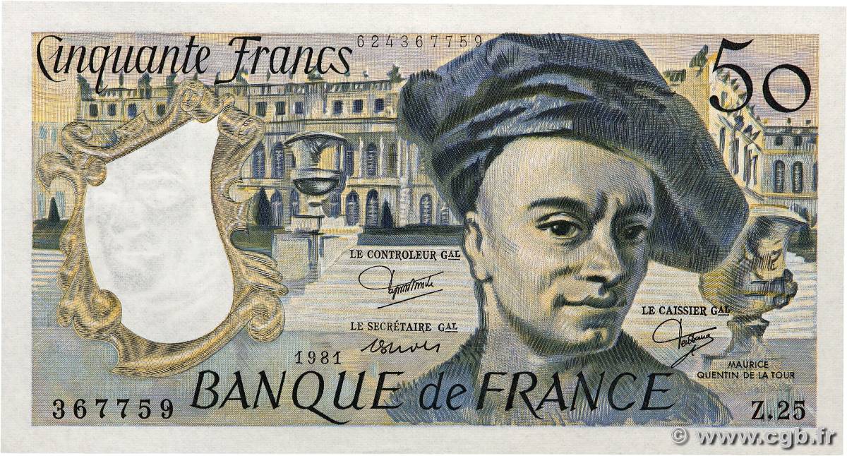 50 Francs QUENTIN DE LA TOUR FRANKREICH  1981 F.67.07 fST+