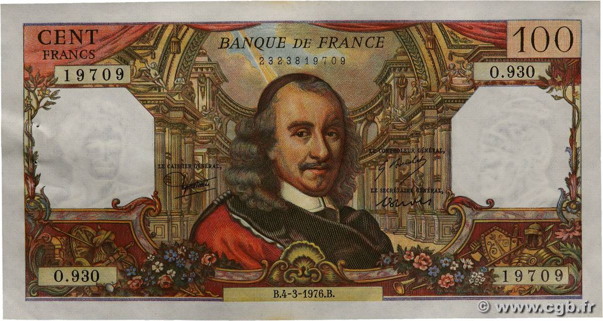 100 Francs CORNEILLE FRANCE  1976 F.65.52 pr.SPL