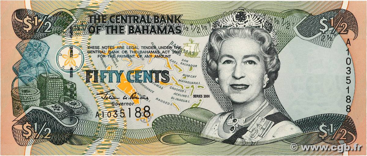 50 Cents BAHAMAS  2001 P.68 UNC