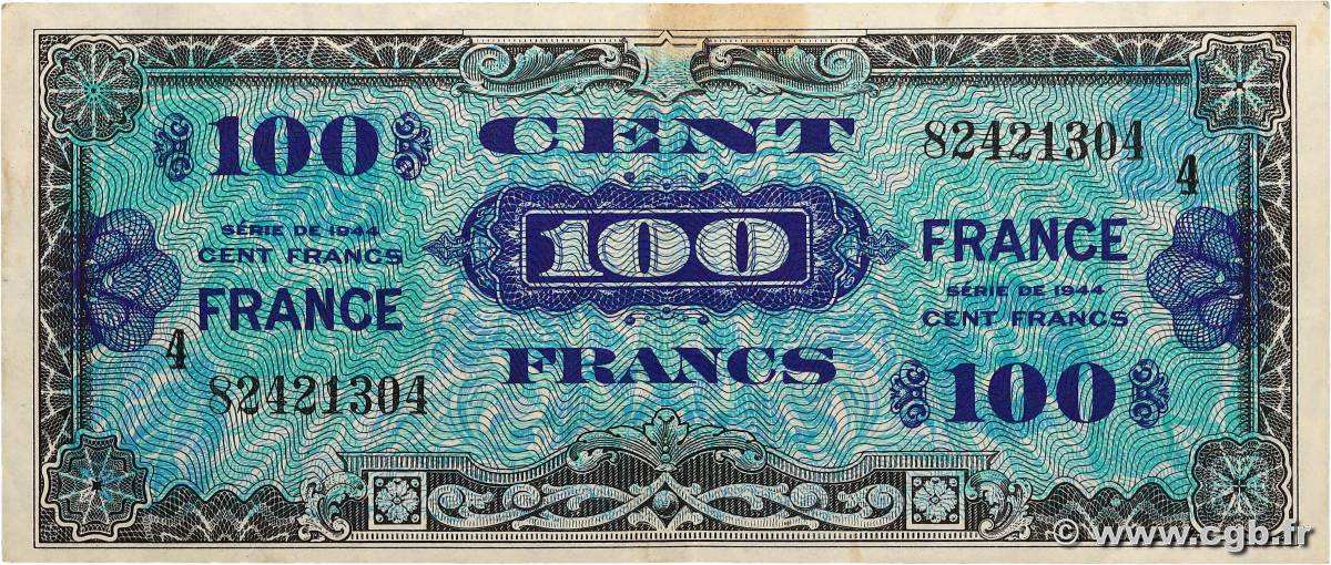 100 Francs FRANCE FRANCE  1945 VF.25.04 VF-