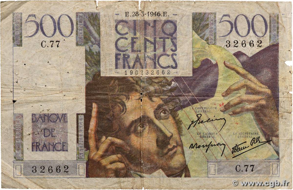 500 Francs CHATEAUBRIAND FRANCE  1946 F.34.05 pr.B