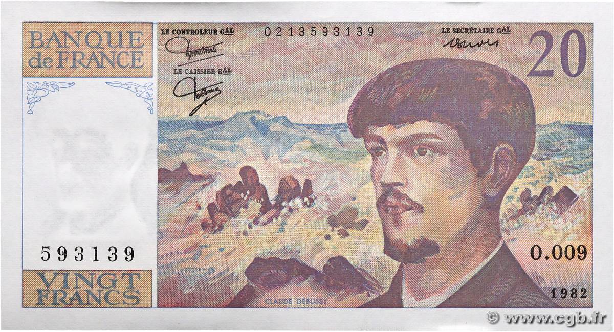 20 Francs DEBUSSY FRANCE  1982 F.66.03 SPL+