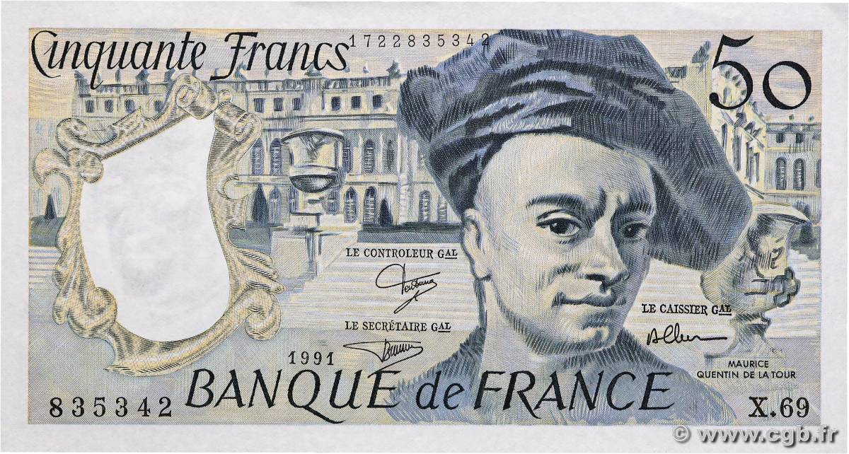 50 Francs QUENTIN DE LA TOUR FRANKREICH  1991 F.67.17 fST