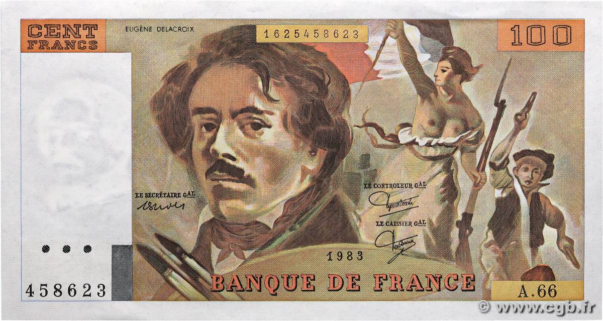 100 Francs DELACROIX modifié FRANCIA  1983 F.69.07 AU