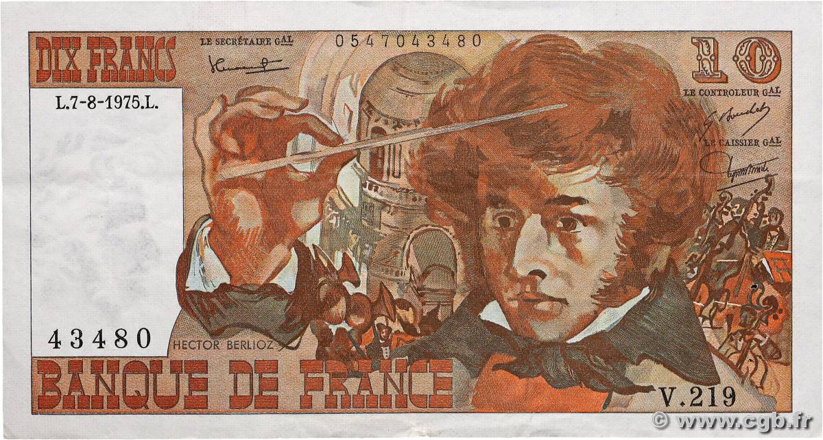 10 Francs BERLIOZ FRANCE  1975 F.63.12 TTB