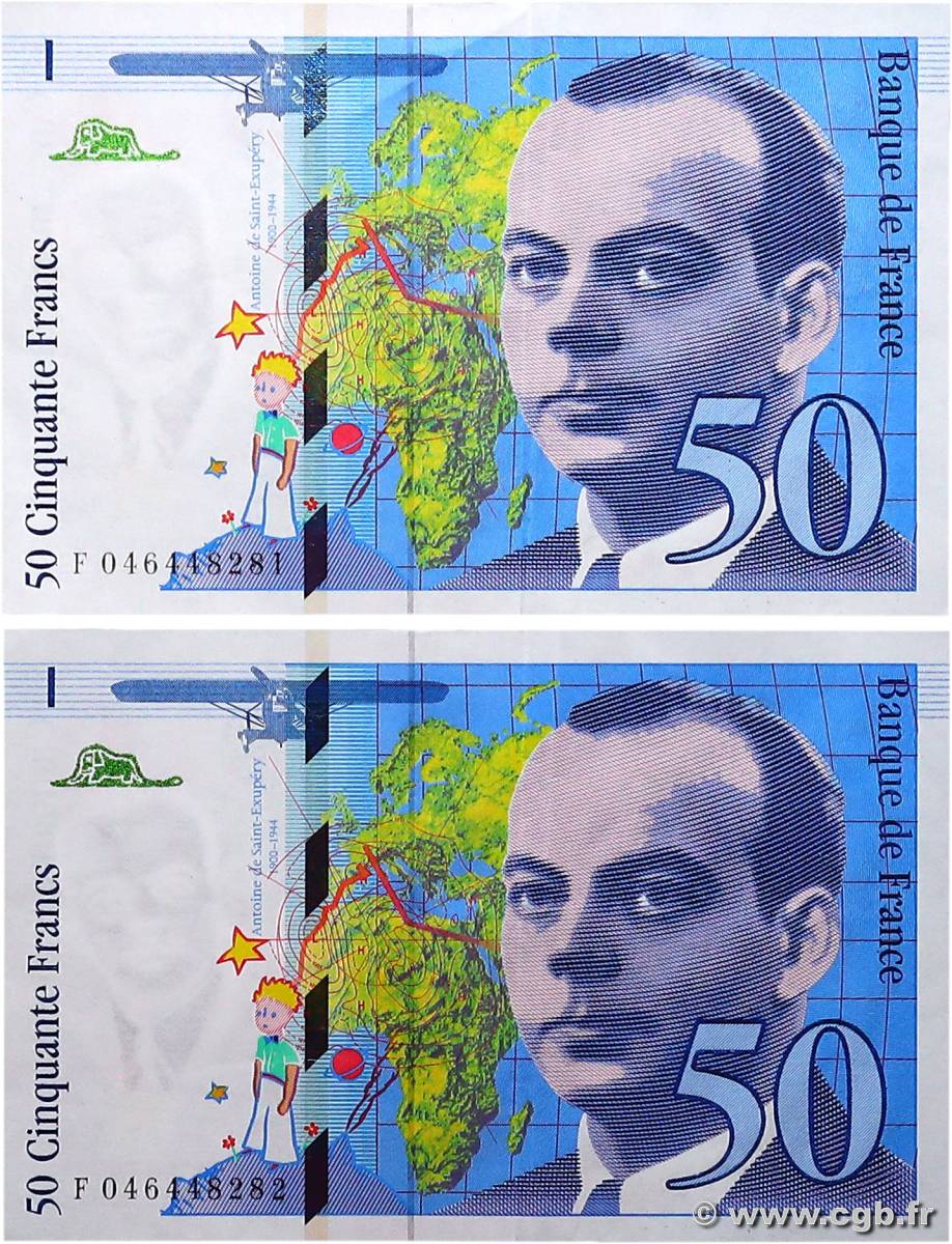 50 Francs SAINT-EXUPÉRY modifié Consécutifs FRANCE  1996 F.73.03 XF-