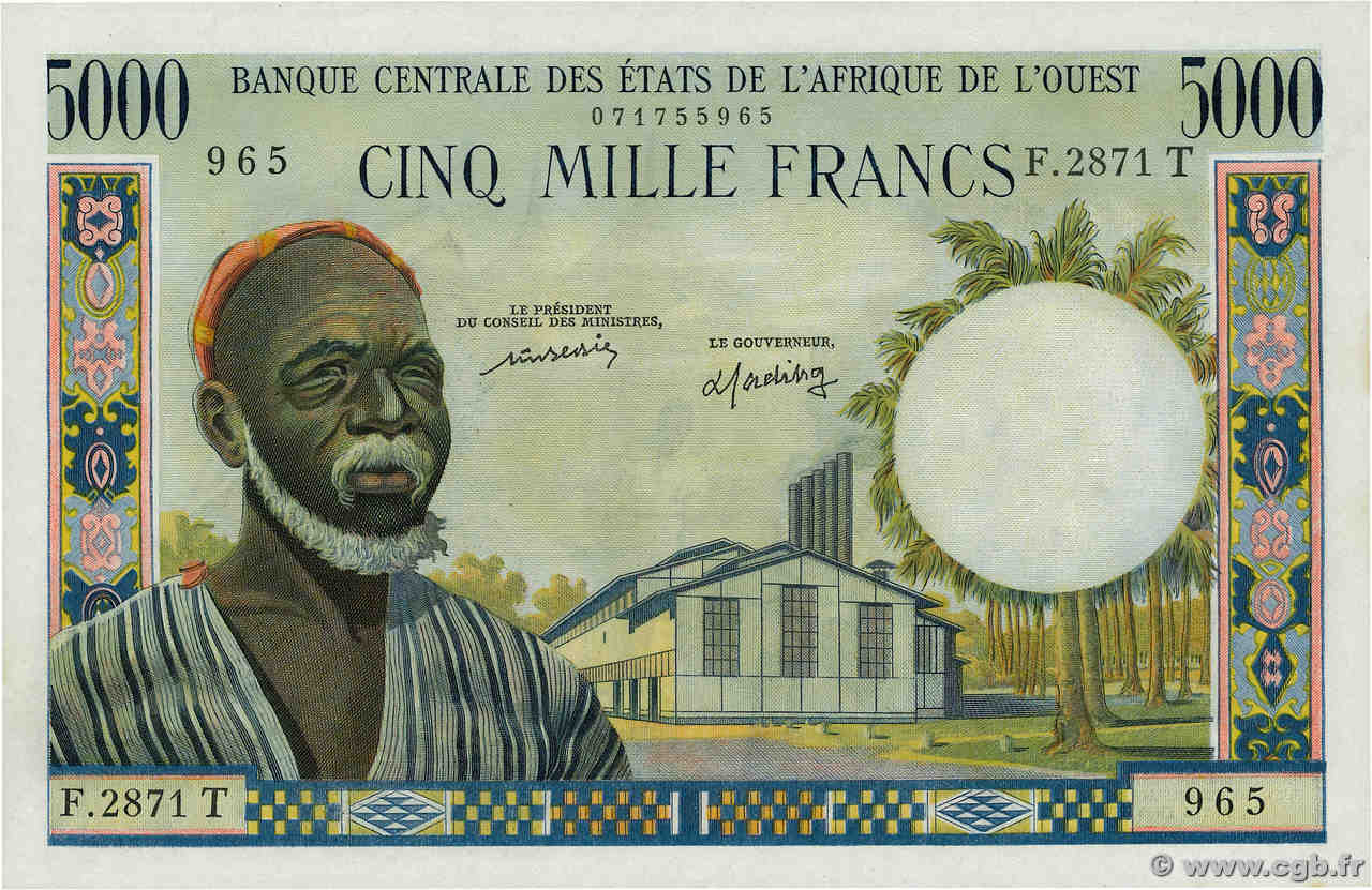 5000 Francs ÉTATS DE L AFRIQUE DE L OUEST  1977 P.804Tm SPL+