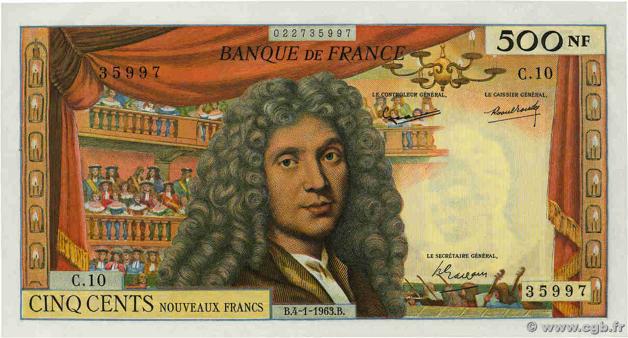 500 Nouveaux Francs MOLIÈRE FRANKREICH  1963 F.60.04 fST