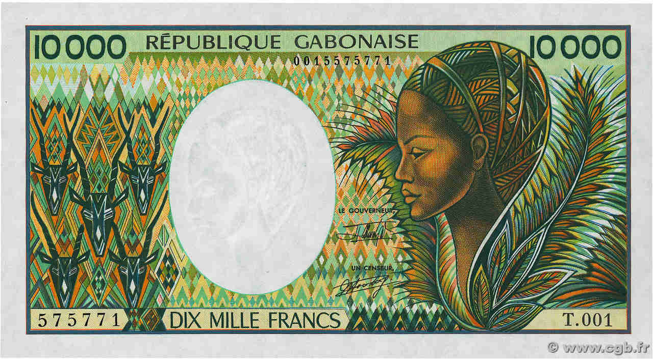 10000 Francs GABóN  1984 P.07a SC+