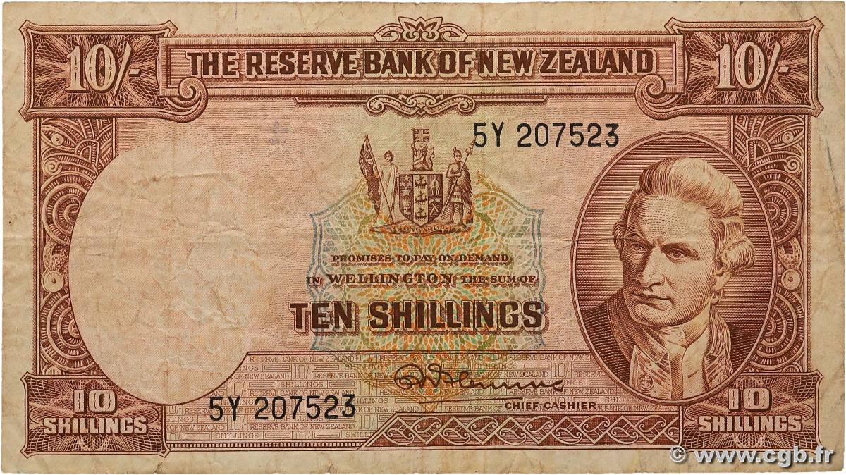 10 Shillings NOUVELLE-ZÉLANDE  1960 P.158d TB