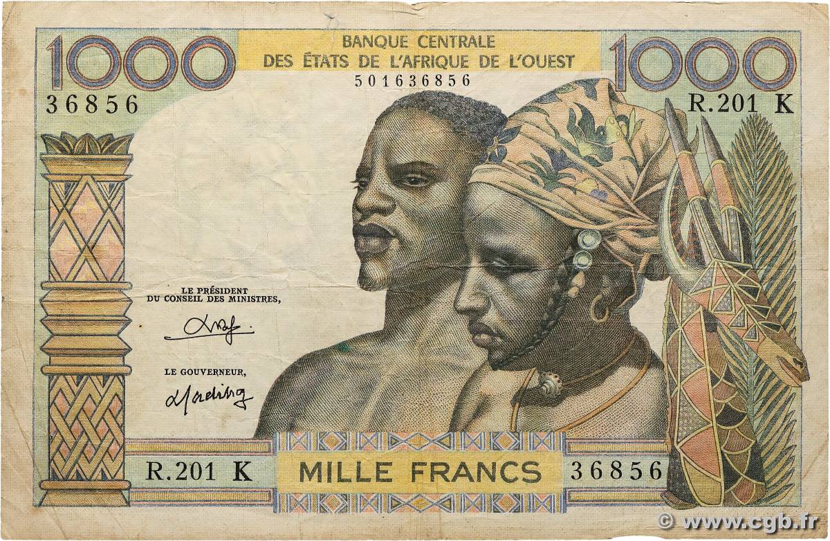 1000 Francs ÉTATS DE L AFRIQUE DE L OUEST  1978 P.703Ko TB+