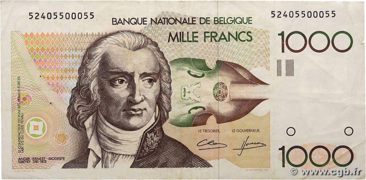 1000 Francs BELGIQUE  1980 P.144a TB+