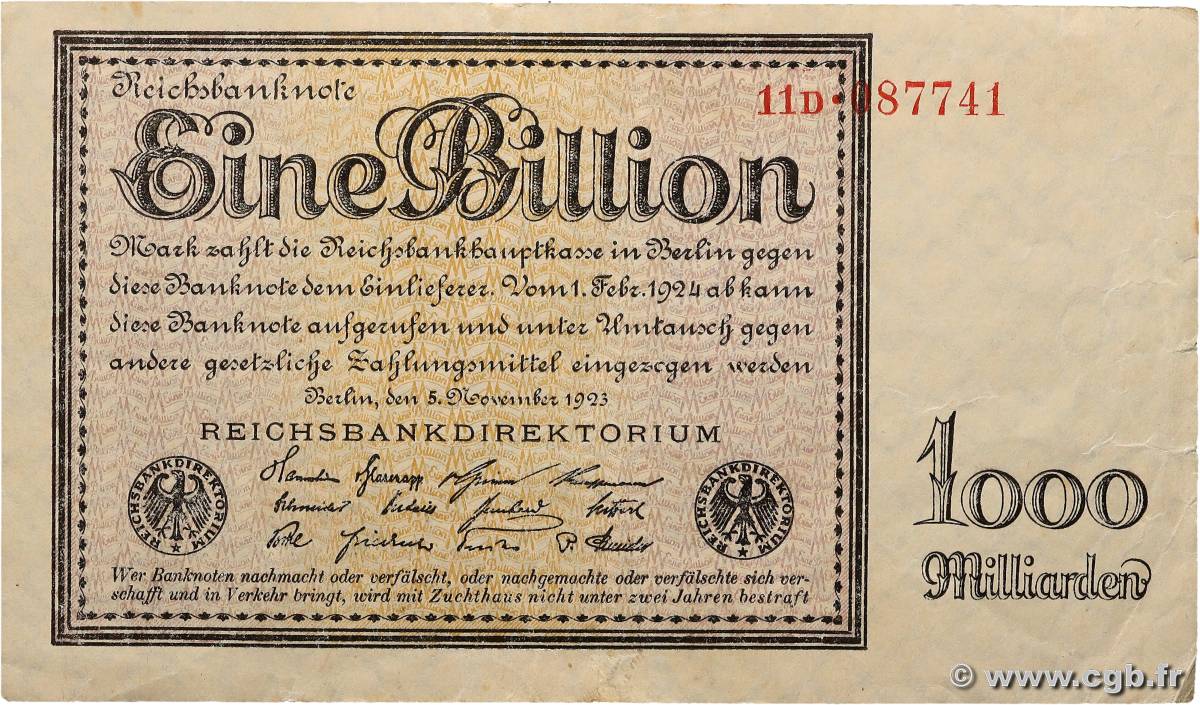 1 Billion Mark ALEMANIA  1923 P.134 MBC