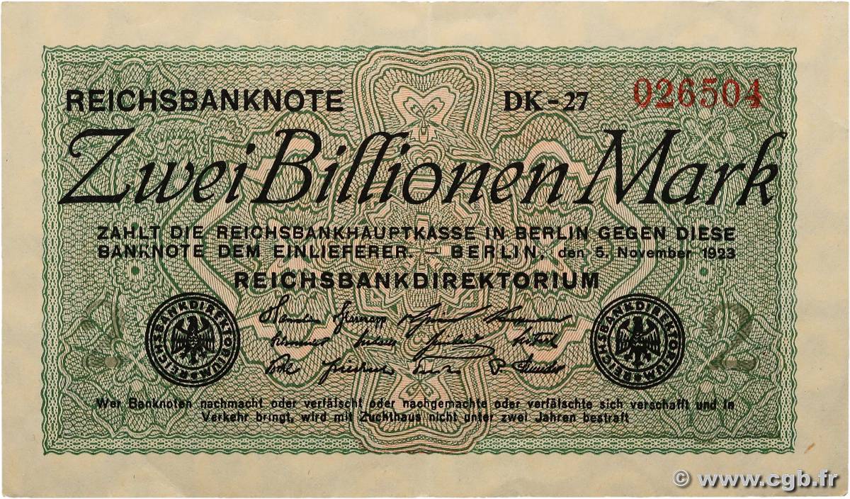2 Billions Mark ALLEMAGNE  1923 P.135a pr.SUP