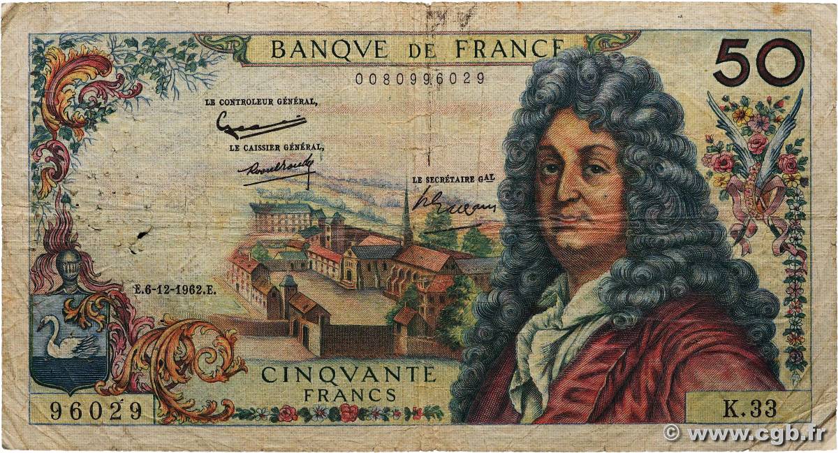 50 Francs RACINE FRANCE  1962 F.64.03 G