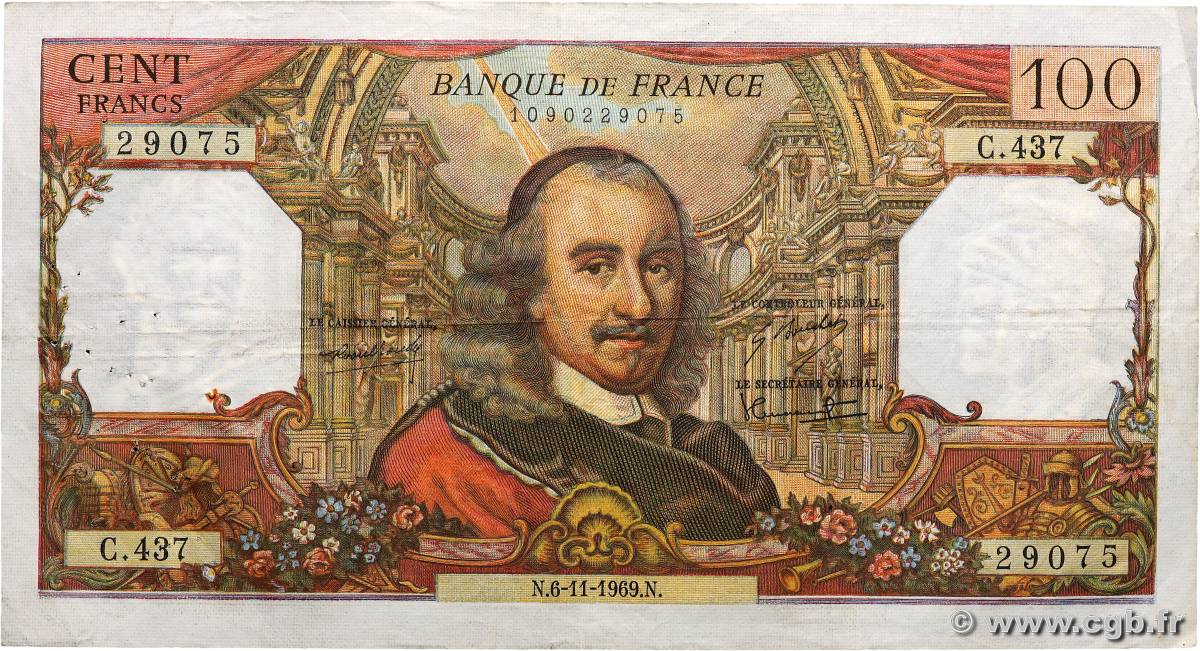 100 Francs CORNEILLE FRANCE  1969 F.65.28 F