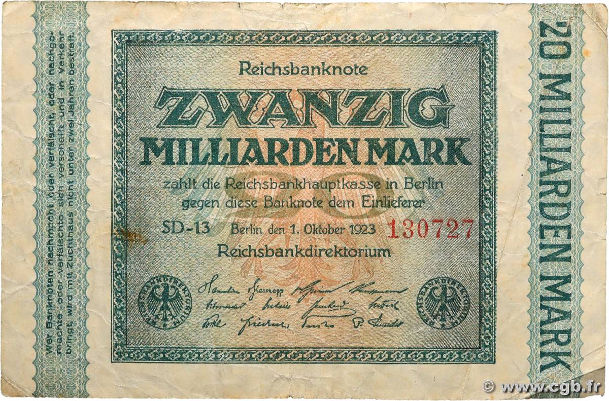 20 Milliards Mark GERMANY  1923 P.118c F