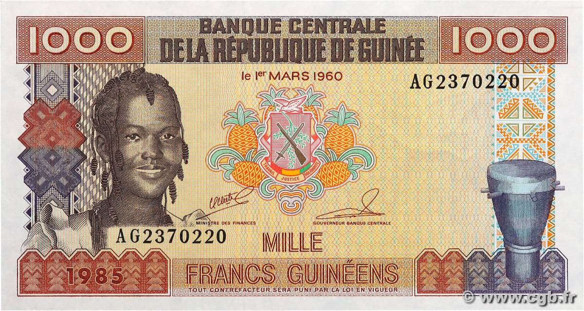 1000 Francs Guinéens GUINEA  1985 P.32a UNC