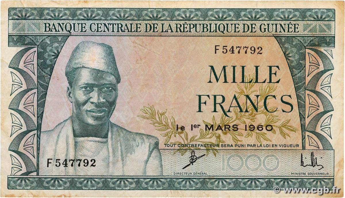 1000 Francs GUINEA  1960 P.15a F