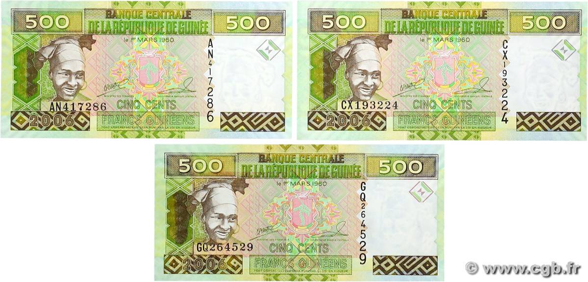 500 Francs Guinéens Lot GUINÉE  2006 P.39a NEUF