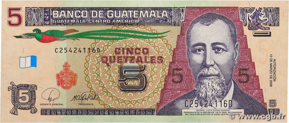 5 Quetzales GUATEMALA  2008 P.116 UNC