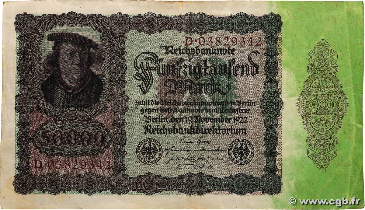 50000 Mark GERMANY  1922 P.080 VF