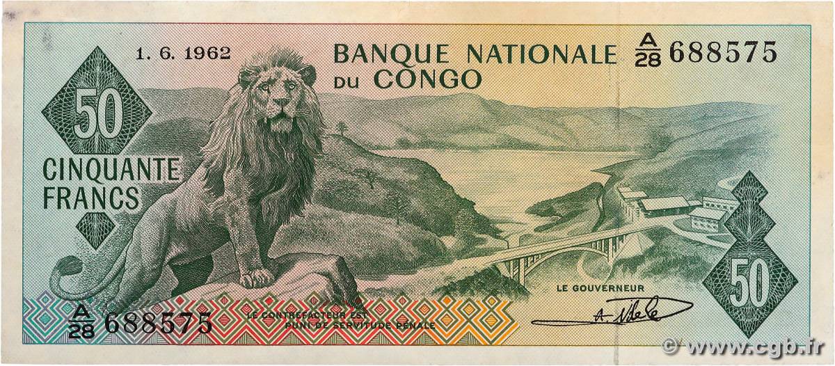 50 Francs CONGO, DEMOCRATIQUE REPUBLIC  1962 P.005a VF