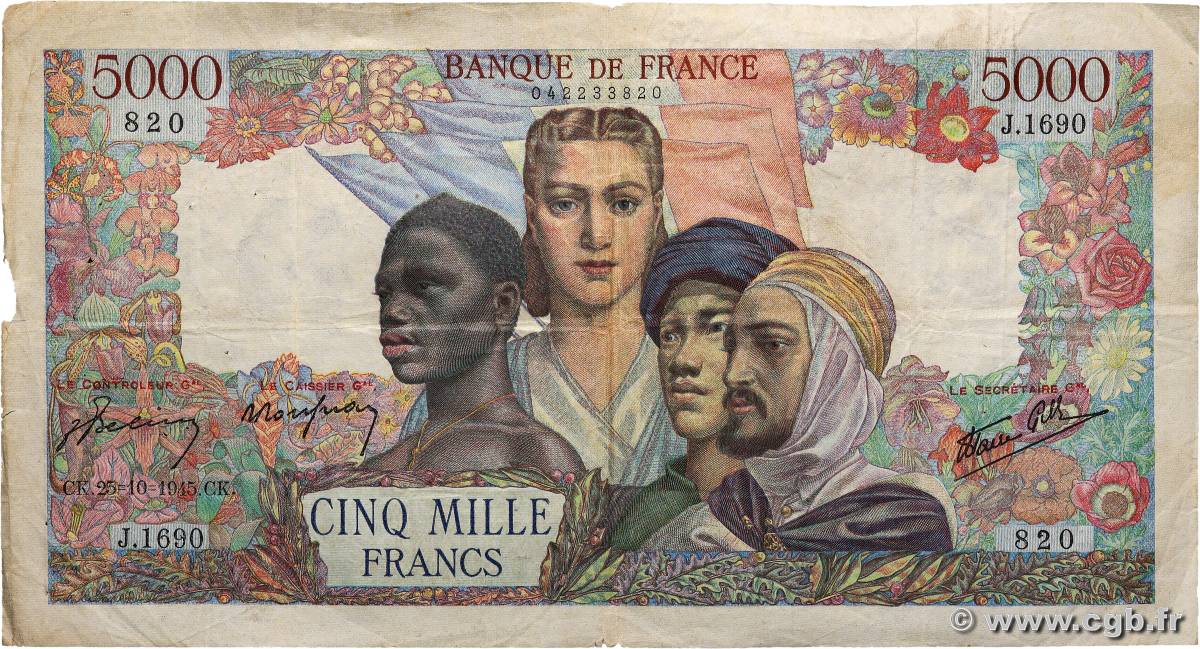 5000 Francs EMPIRE FRANÇAIS FRANCE  1945 F.47.48 F