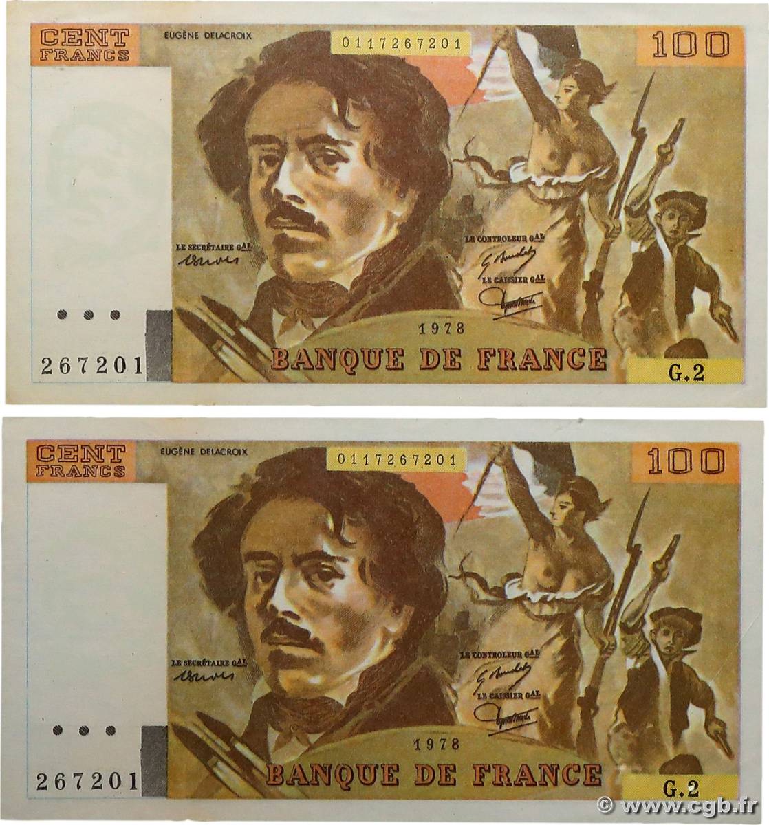 100 Francs DELACROIX Lot FRANCE  1978 F.68.02x SUP