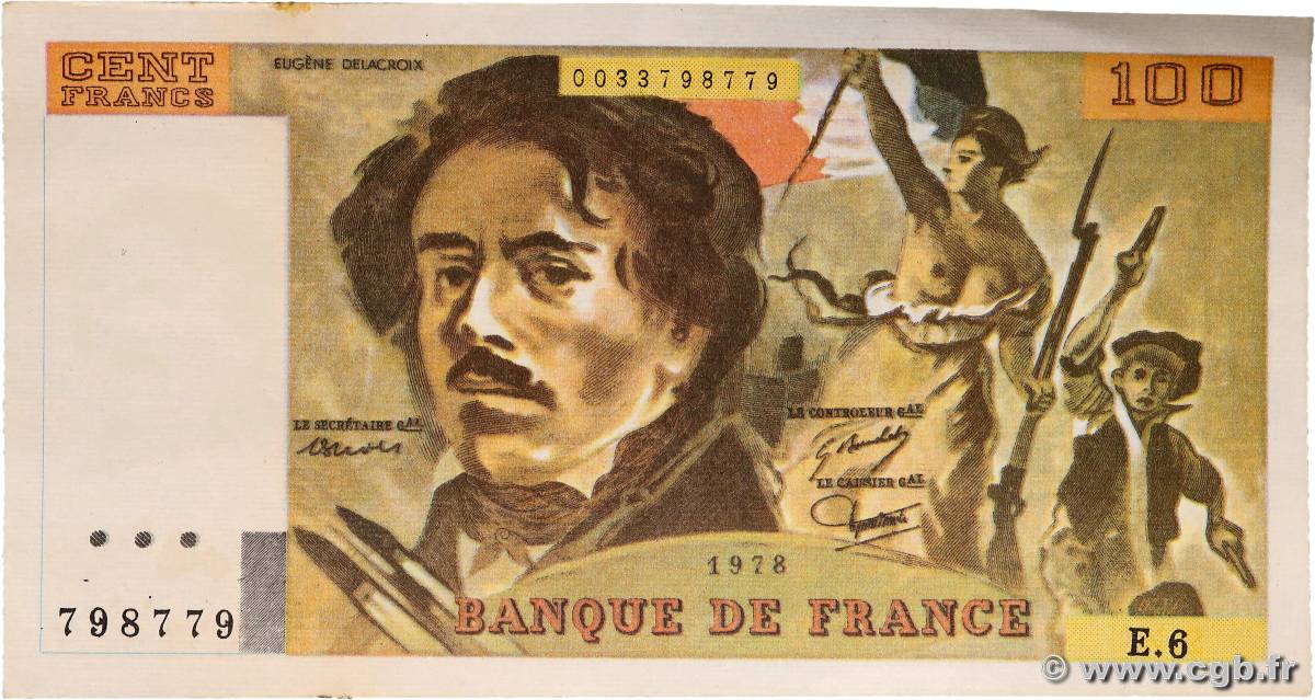 100 Francs DELACROIX modifié Faux FRANKREICH  1978 F.69.01dx VZ