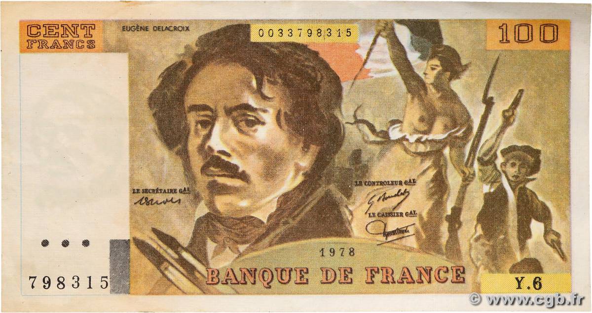 100 Francs DELACROIX modifié Faux FRANCIA  1978 F.69.01dx q.SPL