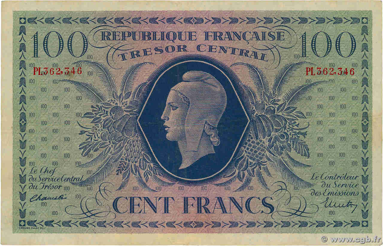 100 Francs MARIANNE FRANCIA  1943 VF.06.01e MBC