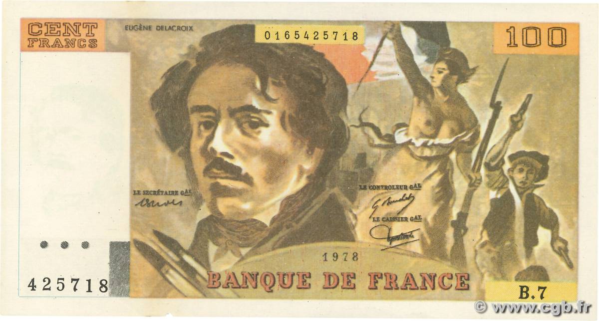 100 Francs DELACROIX modifié Faux FRANCE  1978 F.69.01dx pr.SUP