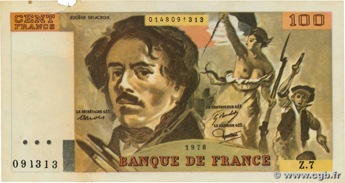 100 Francs DELACROIX modifié Faux FRANCE  1978 F.69.01dx TTB