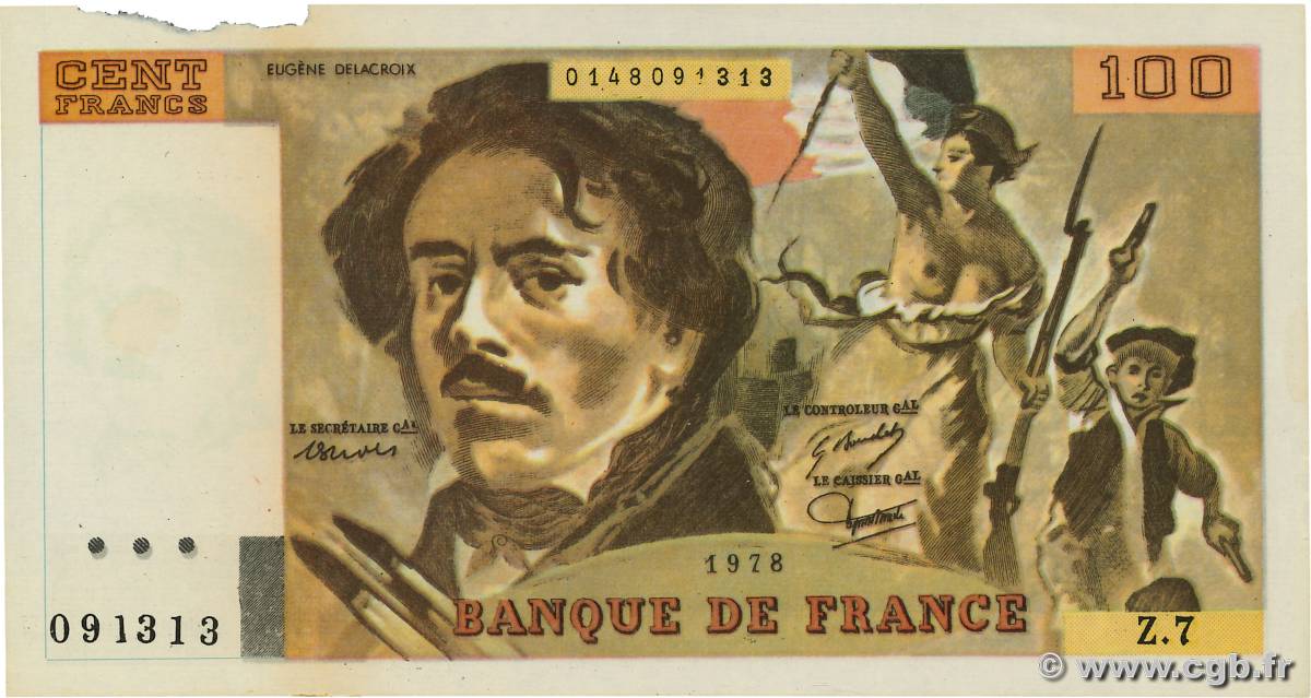 100 Francs DELACROIX modifié Faux FRANCE  1978 F.69.01dx VF