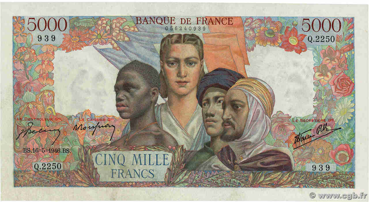 5000 Francs EMPIRE FRANÇAIS FRANCE  1946 F.47.53 SUP