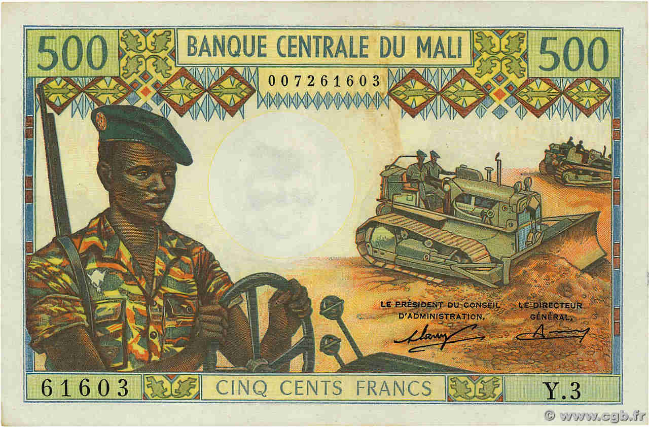 500 Francs MALI  1973 P.12a fST+