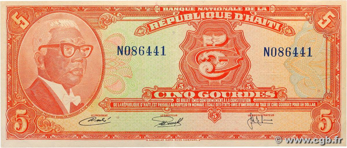 5 Gourdes HAÏTI  1973 P.212 XF