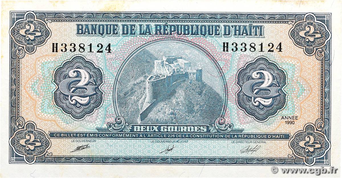 2 Gourdes HAÏTI  1990 P.254a fVZ