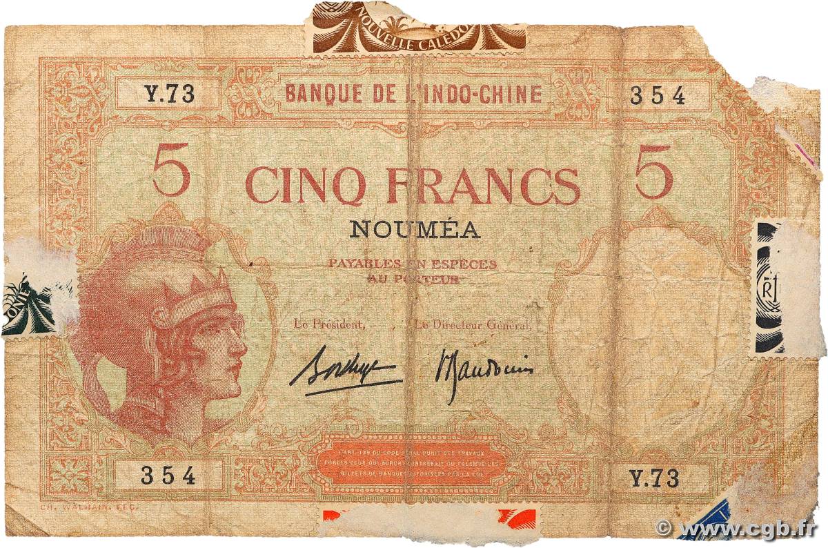 5 Francs NOUVELLE CALÉDONIE  1940 P.36b MC