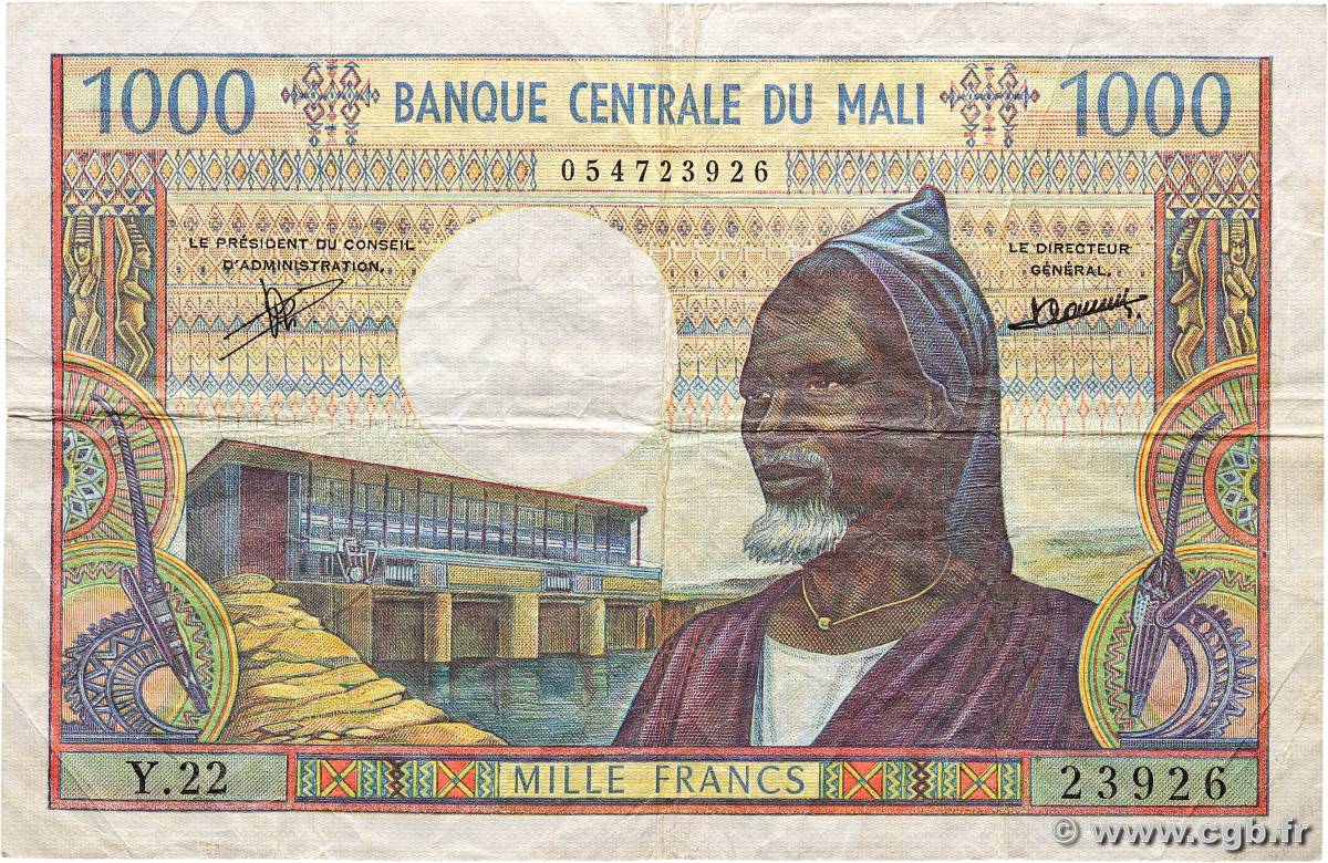 1000 Francs MALI  1970 P.13c MB