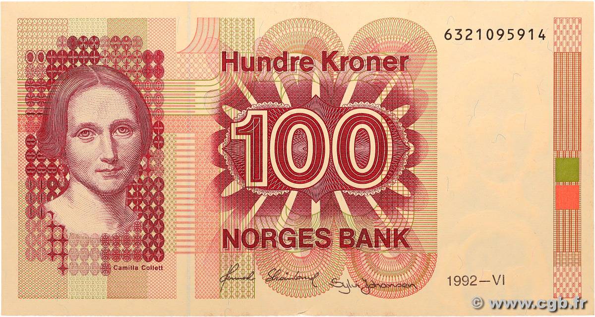 100 Kroner NORVÈGE  1992 P.43d AU