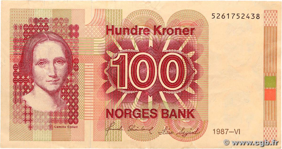 100 Kroner NORWAY  1987 P.43c F+