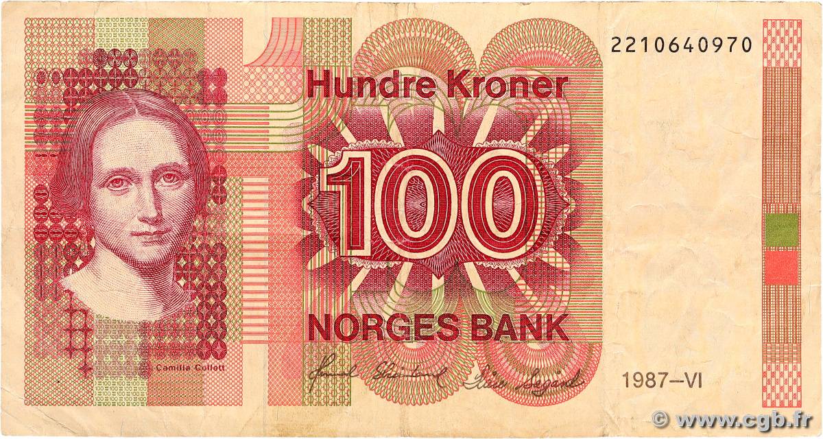 100 Kroner NORWAY  1987 P.43c F