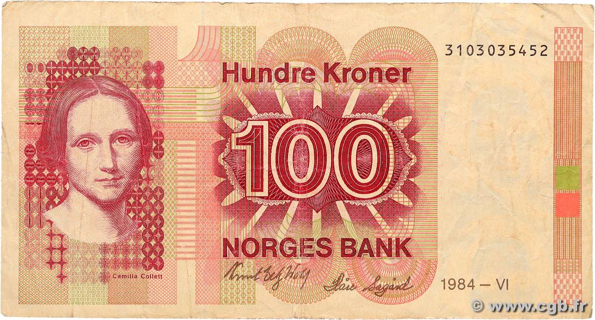 100 Kroner NORVÈGE  1984 P.43b S